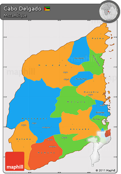 Political Simple Map of Cabo Delgado, cropped outside