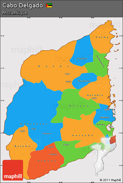 Political Simple Map of Cabo Delgado, cropped outside