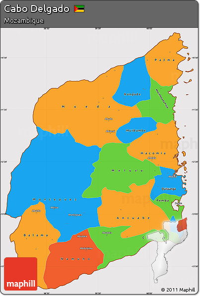Political Simple Map of Cabo Delgado, cropped outside
