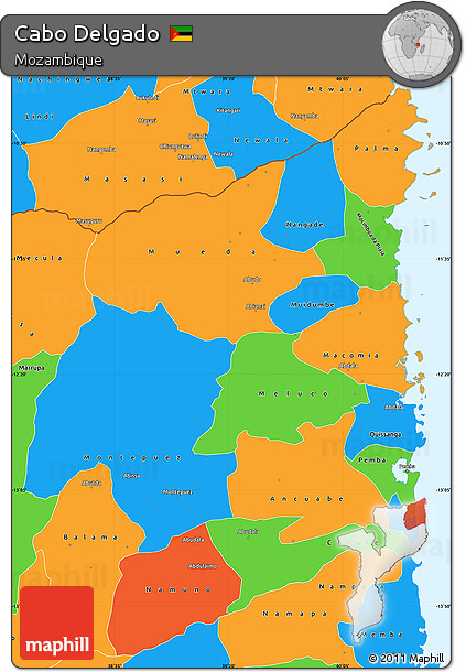 Political Simple Map of Cabo Delgado