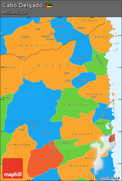 Political Simple Map of Cabo Delgado