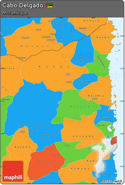 Political Simple Map of Cabo Delgado