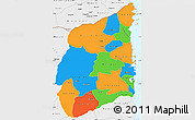 Political Simple Map of Cabo Delgado, single color outside, borders and labels