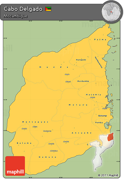 Savanna Style Simple Map of Cabo Delgado, cropped outside
