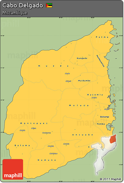 Savanna Style Simple Map of Cabo Delgado, cropped outside