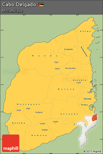 Savanna Style Simple Map of Cabo Delgado, cropped outside