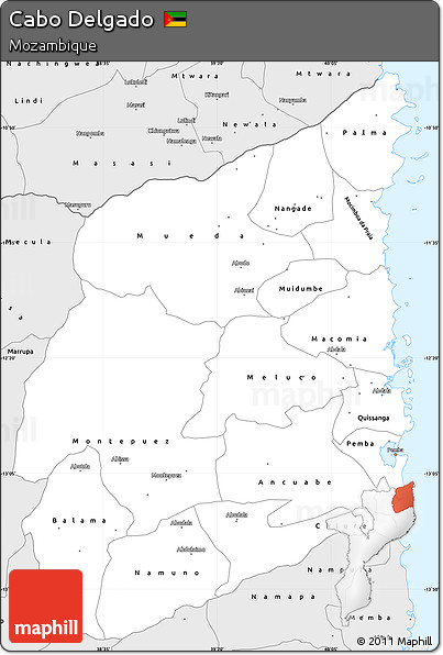 Silver Style Simple Map of Cabo Delgado