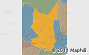 Political 3D Map of Chibuto, semi-desaturated