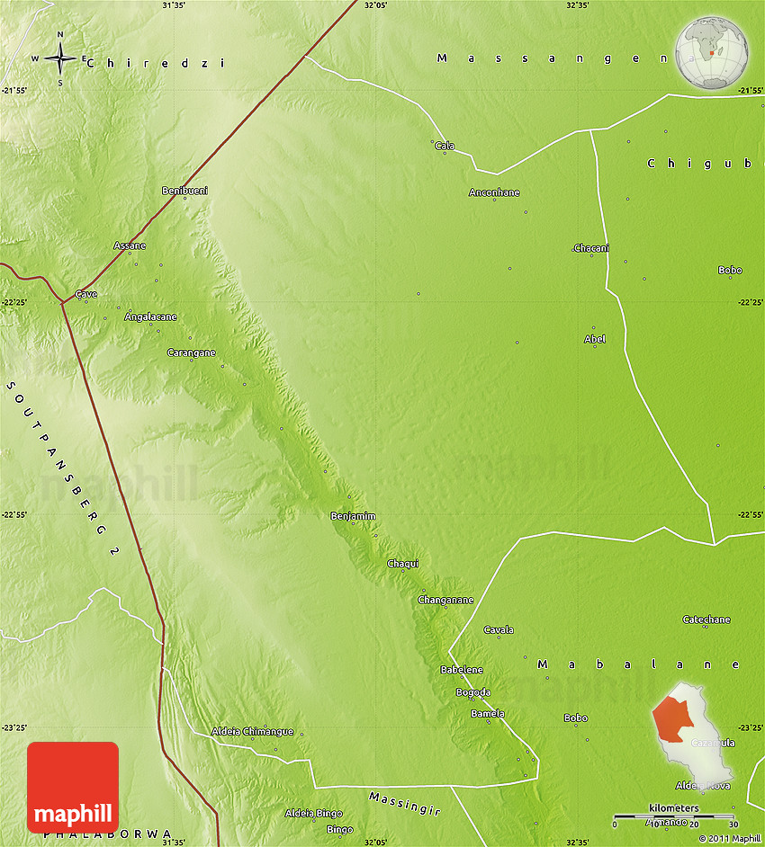 Physical Map of Chicualacuala