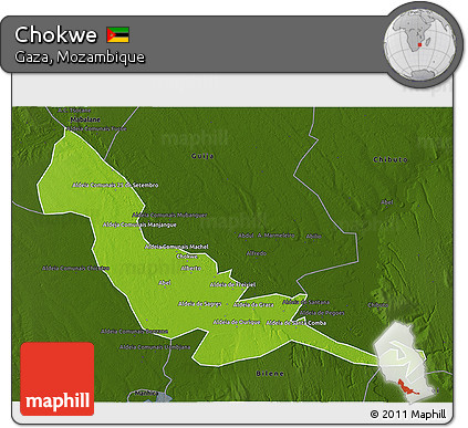 Physical 3D Map of Chokwe, darken