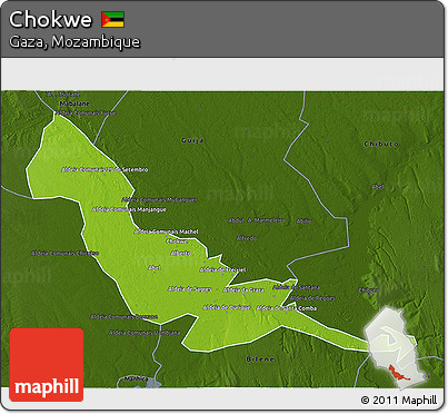 Physical 3D Map of Chokwe, darken