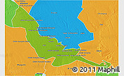 Physical 3D Map of Chokwe, political outside