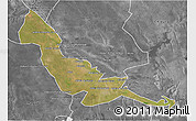 Satellite 3D Map of Chokwe, desaturated