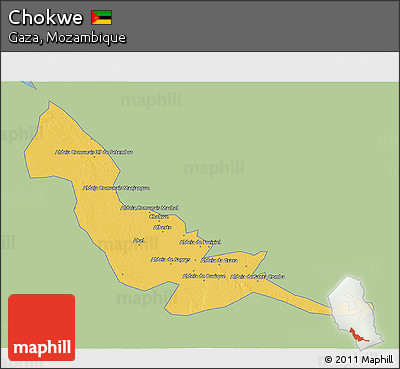 Savanna Style 3D Map of Chokwe, single color outside