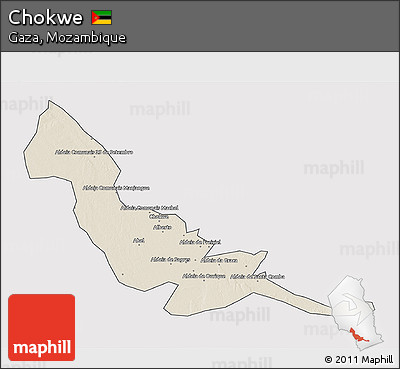 Shaded Relief 3D Map of Chokwe, cropped outside