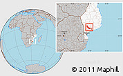Gray Location Map of Chokwe, highlighted country