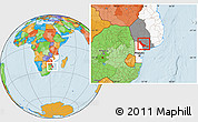 Political Location Map of Chokwe, highlighted country, highlighted parent region