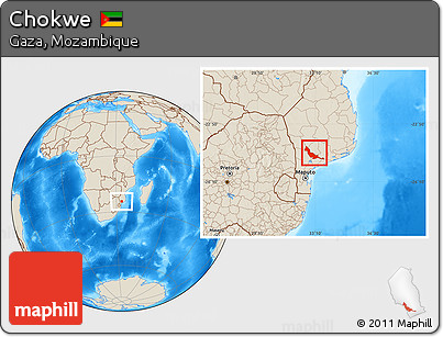 Shaded Relief Location Map of Chokwe
