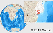 Shaded Relief Location Map of Chokwe, highlighted country