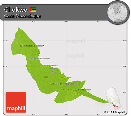 Physical Map of Chokwe, cropped outside