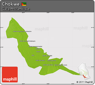 Physical Map of Chokwe, cropped outside
