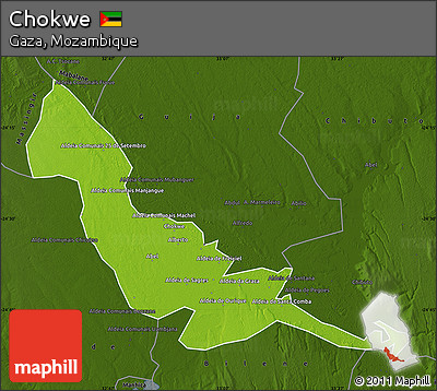 Physical Map of Chokwe, darken