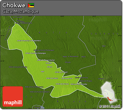 Physical Map of Chokwe, darken