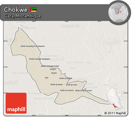 Shaded Relief Map of Chokwe, lighten