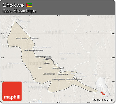 Shaded Relief Map of Chokwe, lighten