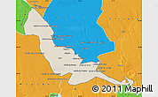 Shaded Relief Map of Chokwe, political outside