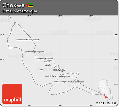 Silver Style Map of Chokwe, single color outside