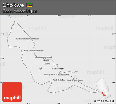 Silver Style Map of Chokwe, single color outside