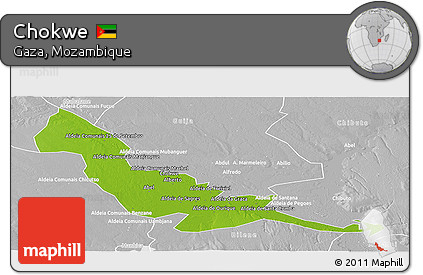 Physical Panoramic Map of Chokwe, lighten, desaturated