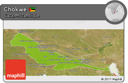 Physical Panoramic Map of Chokwe, satellite outside