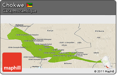 Physical Panoramic Map of Chokwe, shaded relief outside