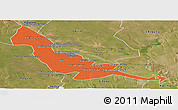 Political Panoramic Map of Chokwe, satellite outside