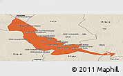 Political Panoramic Map of Chokwe, shaded relief outside