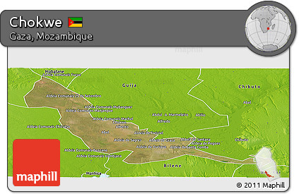 Satellite Panoramic Map of Chokwe, physical outside