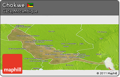Satellite Panoramic Map of Chokwe, physical outside
