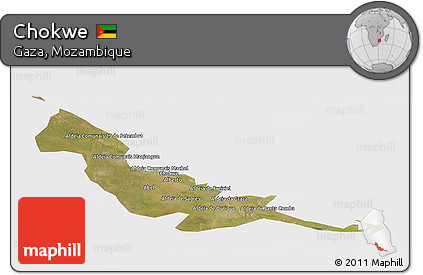 Satellite Panoramic Map of Chokwe, single color outside