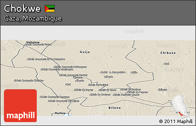 Shaded Relief Panoramic Map of Chokwe