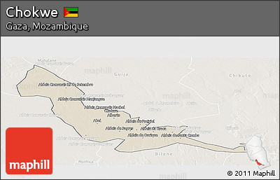 Shaded Relief Panoramic Map of Chokwe, lighten