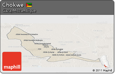 Shaded Relief Panoramic Map of Chokwe, lighten