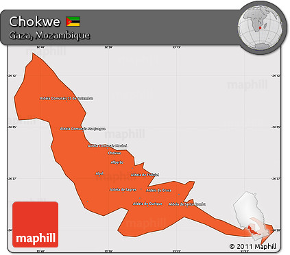 Political Simple Map of Chokwe, cropped outside