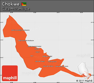 Political Simple Map of Chokwe, single color outside