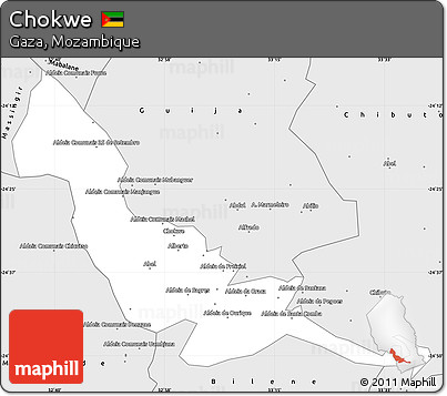 Silver Style Simple Map of Chokwe