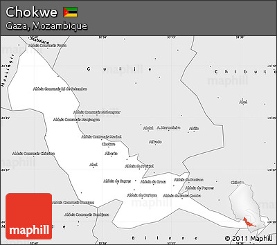 Silver Style Simple Map of Chokwe