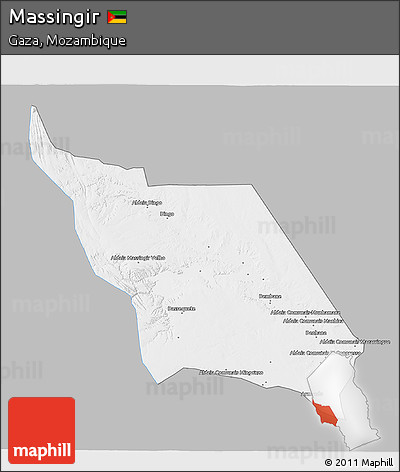 Gray 3D Map of Massingir, single color outside