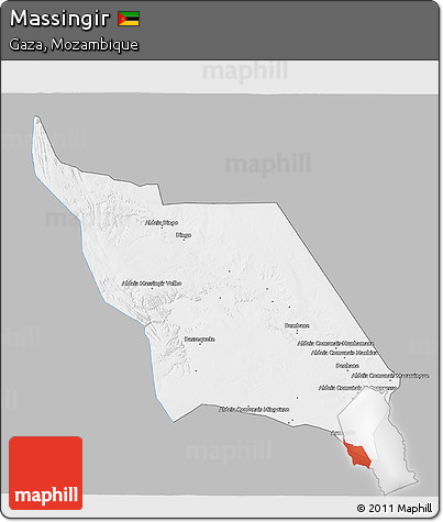 Gray 3D Map of Massingir, single color outside