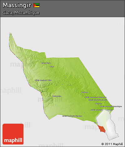 Physical 3D Map of Massingir, cropped outside
